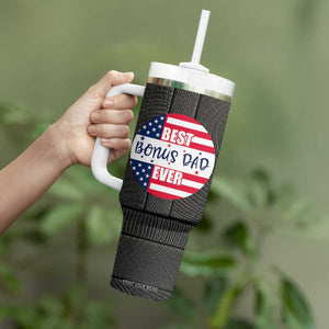 Best Bonus Dad Ever Tumbler With Handle Step Dad American Flag TB10 Print Your Wear