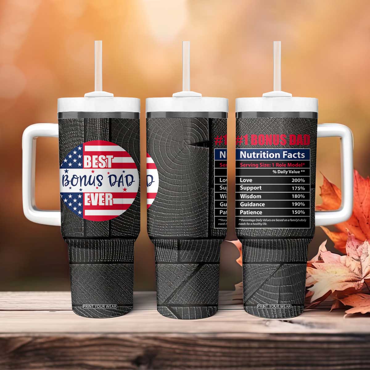 Best Bonus Dad Ever Tumbler With Handle Step Dad American Flag TB10 Print Your Wear