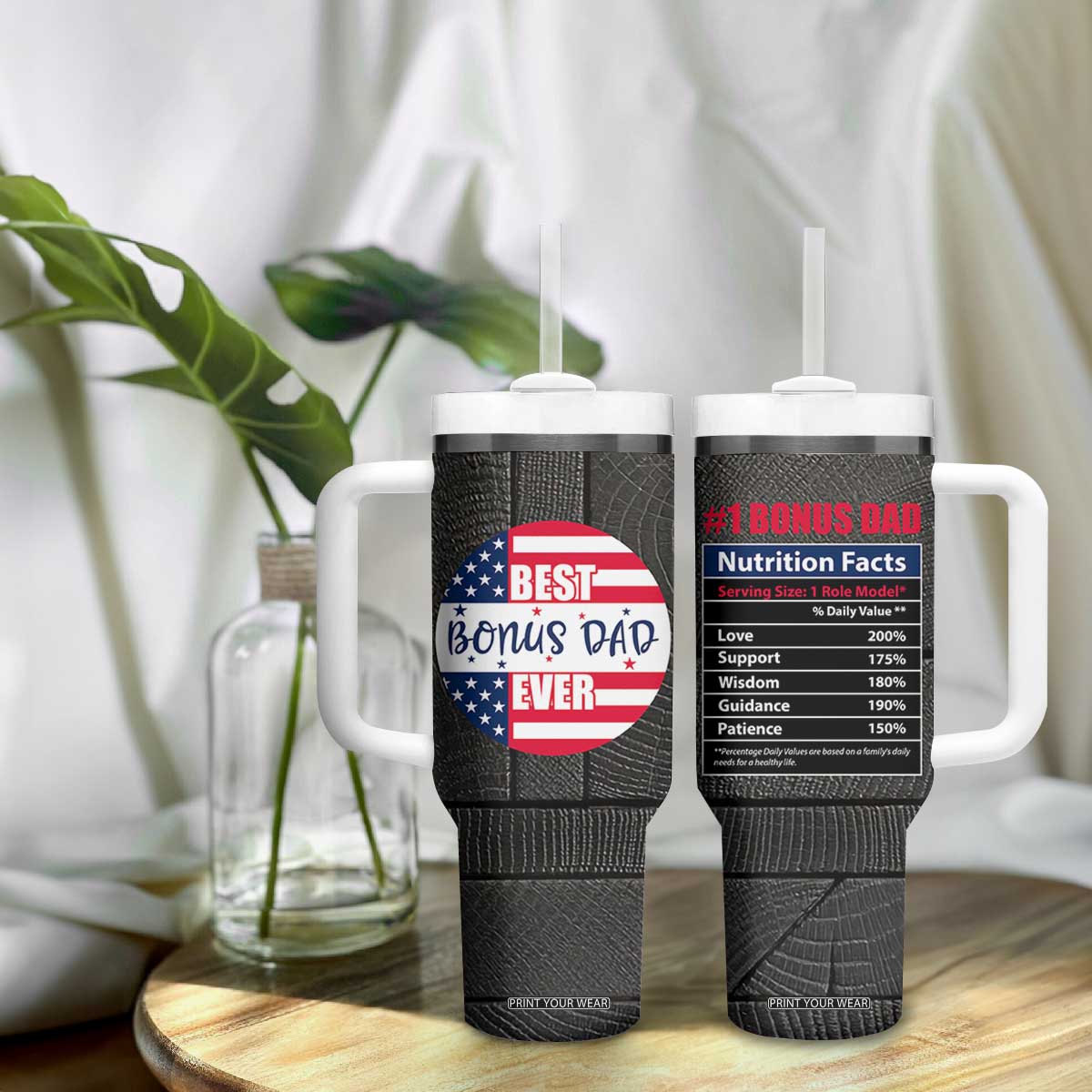 Best Bonus Dad Ever Tumbler With Handle Step Dad American Flag TB10 Print Your Wear