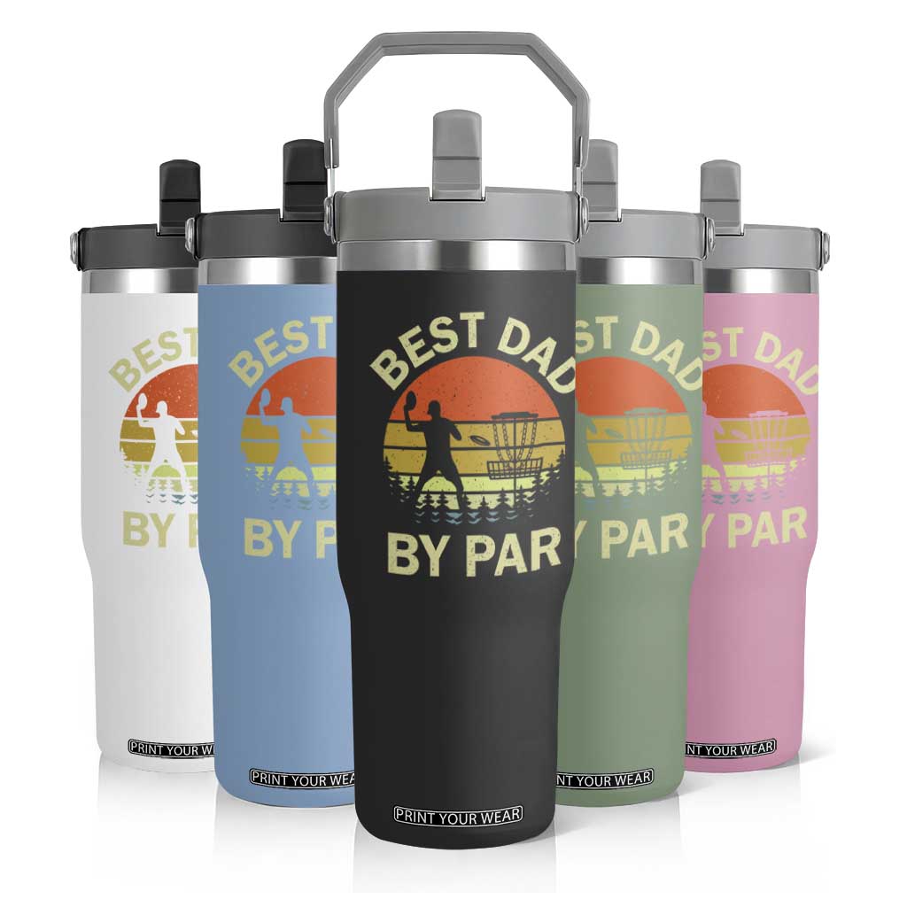 Best Dad By Par Disc Golf Flip Straw Tumbler American Camouflage Flag TS10 Print Your Wear