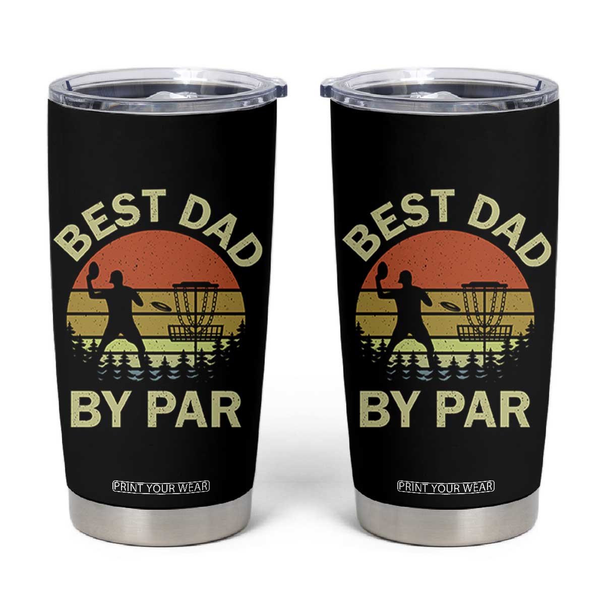 Best Dad By Par Disc Golf Tumbler Cup American Camouflage Flag TS10 Black Print Your Wear