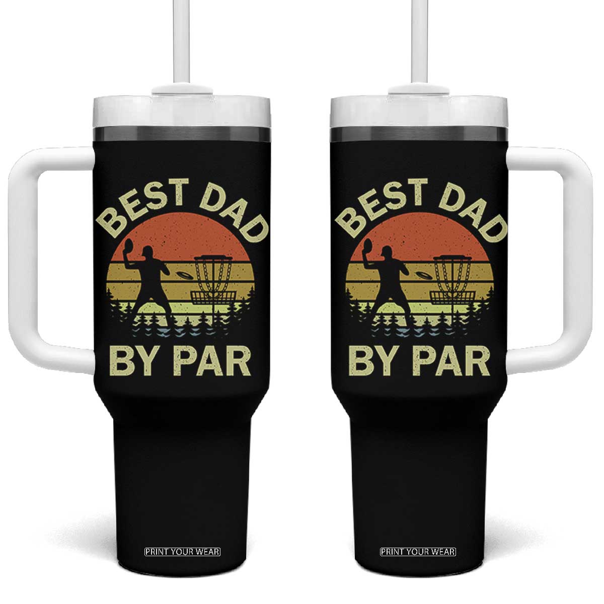 Best Dad By Par Disc Golf Tumbler With Handle American Camouflage Flag TS10 One Size: 40 oz Black Print Your Wear