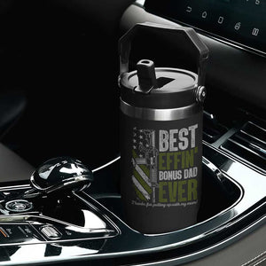 Best Effin Bonus Dad Ever Flip Straw Tumbler Step Dad Gun American Flag TS10 Print Your Wear