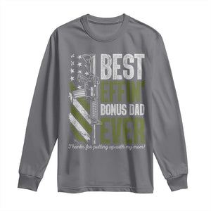 Best Effin Bonus Dad Ever Long Sleeve Shirt Step Dad Gun American Flag TS10 Charcoal Print Your Wear