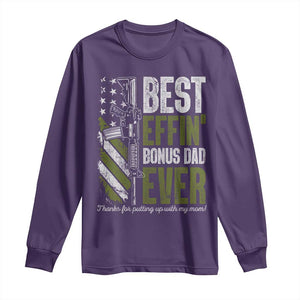 Best Effin Bonus Dad Ever Long Sleeve Shirt Step Dad Gun American Flag TS10 Purple Print Your Wear