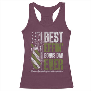 Best Effin Bonus Dad Ever Racerback Tank Top Step Dad Gun American Flag TS10 Maroon Print Your Wear