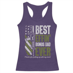 Best Effin Bonus Dad Ever Racerback Tank Top Step Dad Gun American Flag TS10 Purple Print Your Wear
