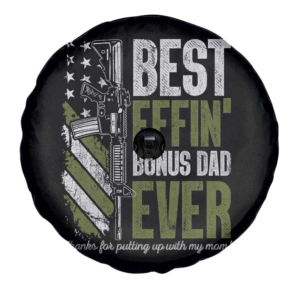 Best Effin Bonus Dad Ever Spare Tire Cover Step Dad Gun American Flag TS10 Print Your Wear