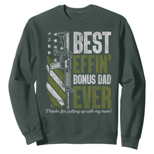 Best Effin Bonus Dad Ever Sweatshirt Step Dad Gun American Flag TS10 Dark Forest Green Print Your Wear