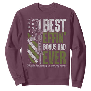 Best Effin Bonus Dad Ever Sweatshirt Step Dad Gun American Flag TS10 Maroon Print Your Wear