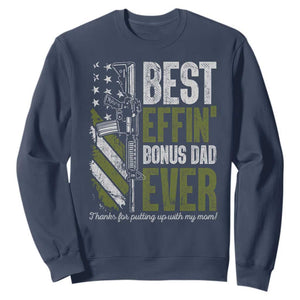 Best Effin Bonus Dad Ever Sweatshirt Step Dad Gun American Flag TS10 Navy Print Your Wear