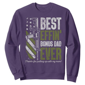 Best Effin Bonus Dad Ever Sweatshirt Step Dad Gun American Flag TS10 Purple Print Your Wear