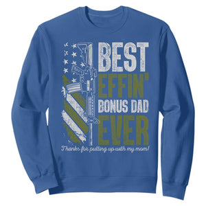 Best Effin Bonus Dad Ever Sweatshirt Step Dad Gun American Flag TS10 Royal Blue Print Your Wear