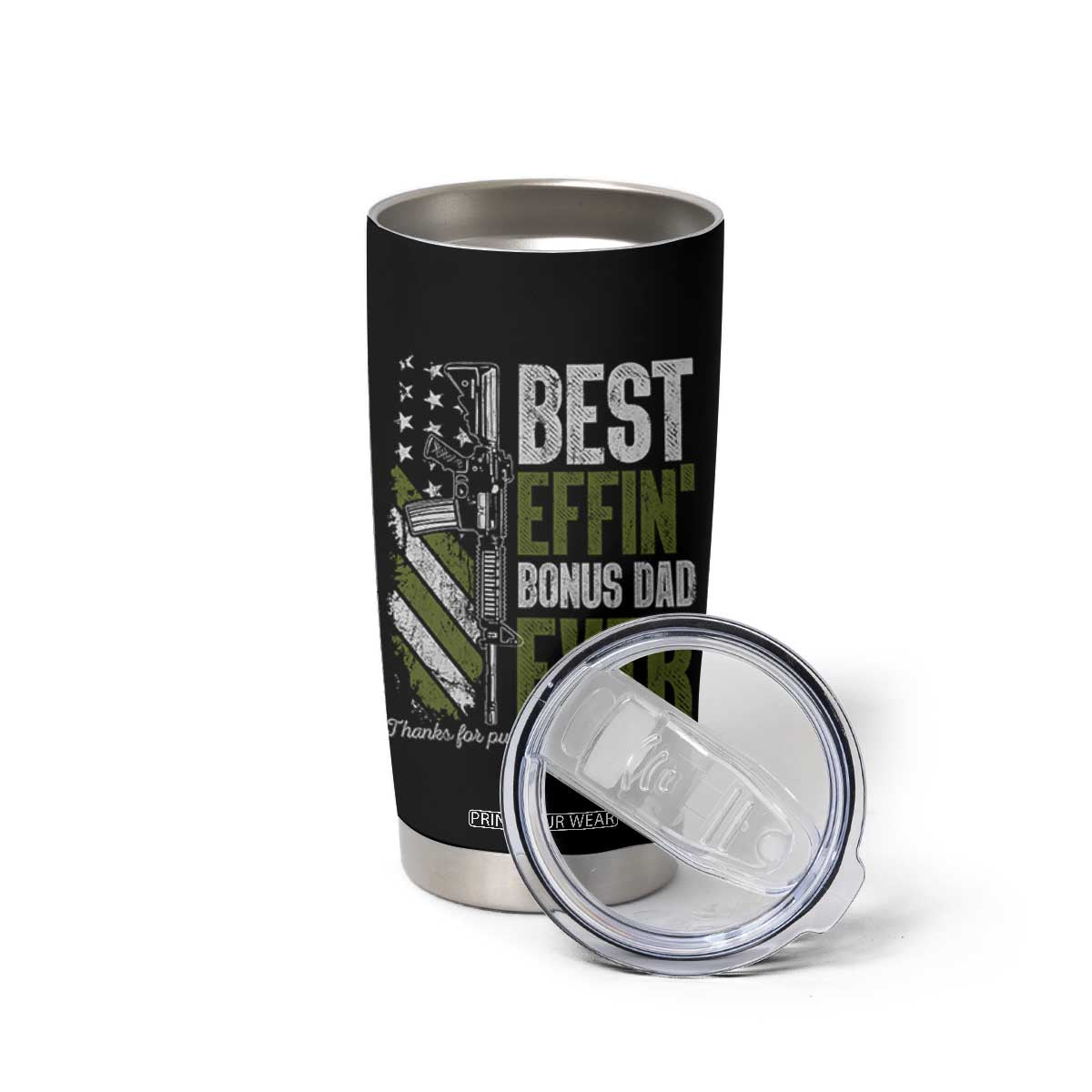 Best Effin Bonus Dad Ever Tumbler Cup Step Dad Gun American Flag TS10 Print Your Wear