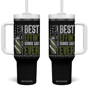 Best Effin Bonus Dad Ever Tumbler With Handle Step Dad Gun American Flag TS10 One Size: 40 oz Black Print Your Wear