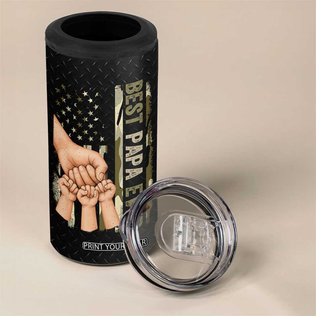 Best Papa Ever 4 in 1 Can Cooler Tumbler Being A Dad Is An Honor Vintage Camo Flag Father's Day TB11 Print Your Wear