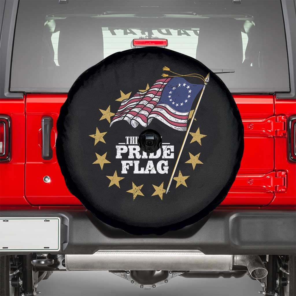 Betsy Ross Flag Spare Tire Cover This Is My Pride Flag American Patriotic TS02 Black Print Your Wear