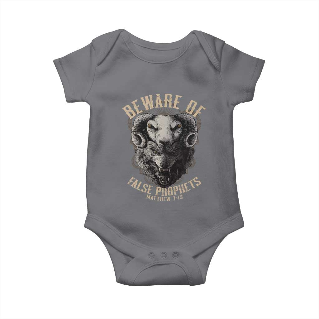 Beware Of False Prophets Baby Onesie Christian Sheep Wolf TS11 Charcoal Print Your Wear