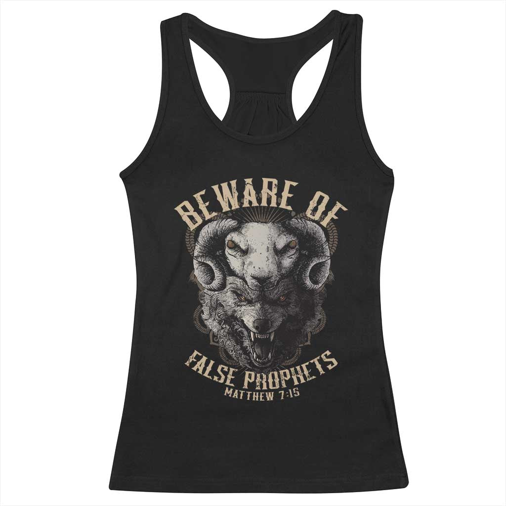 Beware Of False Prophets Racerback Tank Top Christian Sheep Wolf TS11 Black Print Your Wear