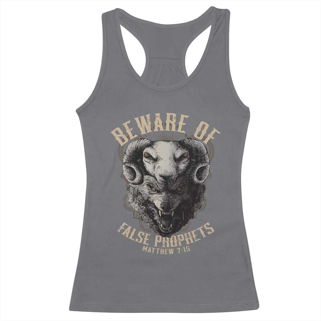 Beware Of False Prophets Racerback Tank Top Christian Sheep Wolf TS11 Charcoal Print Your Wear