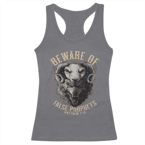 Beware Of False Prophets Racerback Tank Top Christian Sheep Wolf TS11 Charcoal Print Your Wear