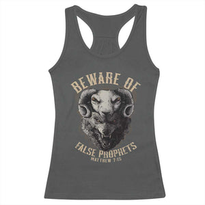 Beware Of False Prophets Racerback Tank Top Christian Sheep Wolf TS11 Dark Heather Print Your Wear