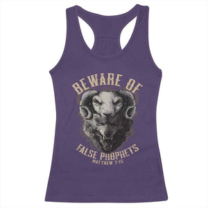 Beware Of False Prophets Racerback Tank Top Christian Sheep Wolf TS11 Purple Print Your Wear