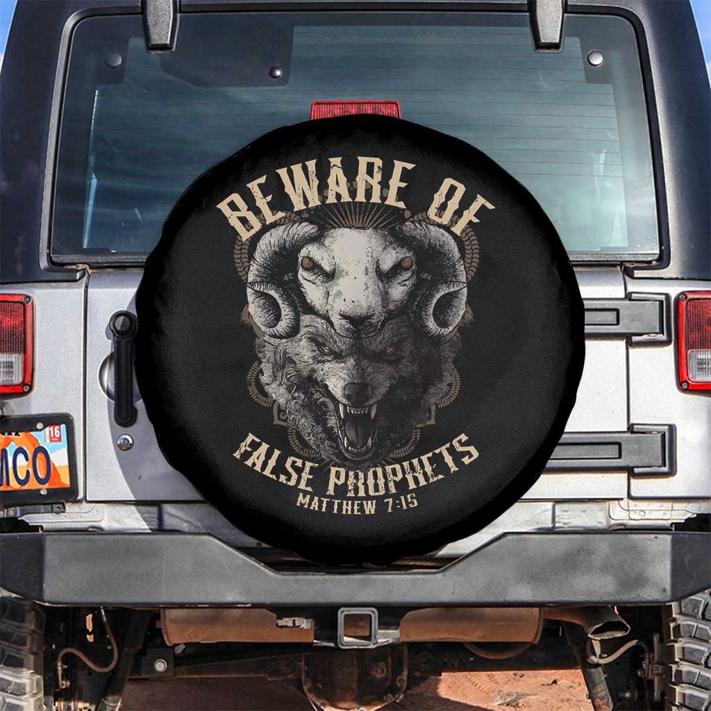 Beware Of False Prophets Spare Tire Cover Christian Sheep Wolf TS11 No hole Black Print Your Wear
