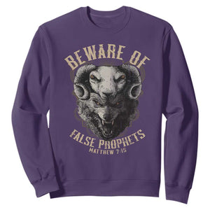 Beware Of False Prophets Sweatshirt Christian Sheep Wolf TS11 Purple Print Your Wear