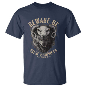 Beware Of False Prophets T Shirt Christian Sheep Wolf TS11 Navy Print Your Wear