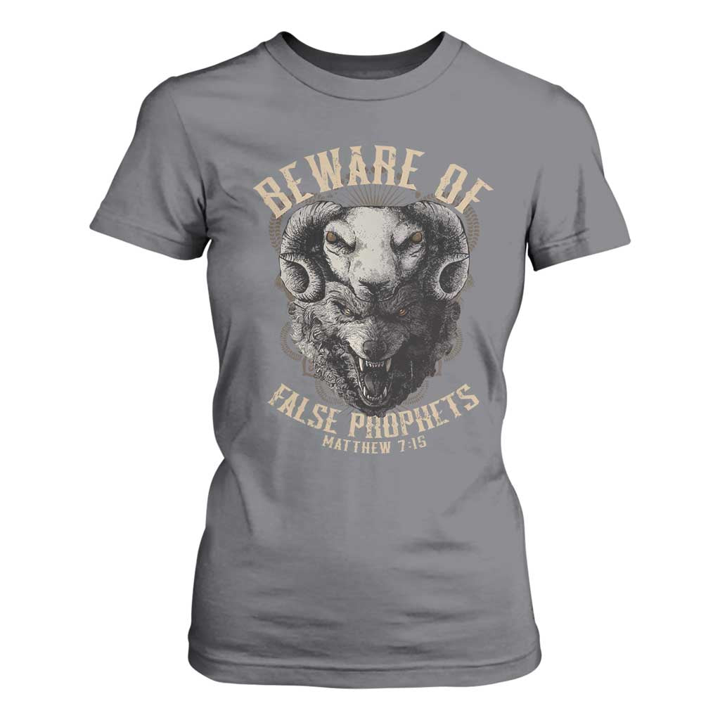 Beware Of False Prophets T Shirt For Women Christian Sheep Wolf TS11 Charcoal Print Your Wear