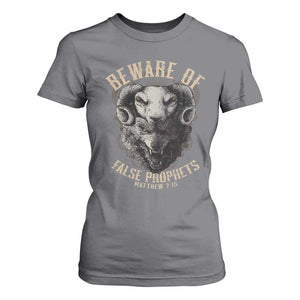 Beware Of False Prophets T Shirt For Women Christian Sheep Wolf TS11 Charcoal Print Your Wear