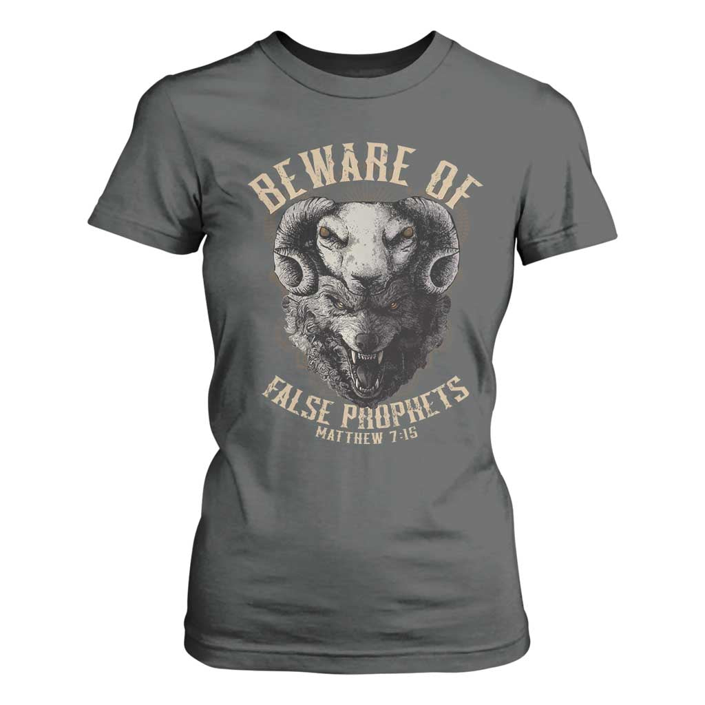 Beware Of False Prophets T Shirt For Women Christian Sheep Wolf TS11 Dark Heather Print Your Wear