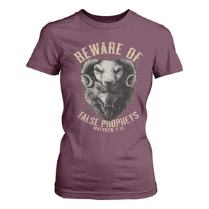 Beware Of False Prophets T Shirt For Women Christian Sheep Wolf TS11 Maroon Print Your Wear