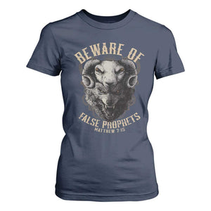 Beware Of False Prophets T Shirt For Women Christian Sheep Wolf TS11 Navy Print Your Wear