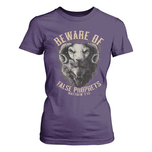 Beware Of False Prophets T Shirt For Women Christian Sheep Wolf TS11 Purple Print Your Wear