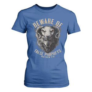 Beware Of False Prophets T Shirt For Women Christian Sheep Wolf TS11 Royal Blue Print Your Wear