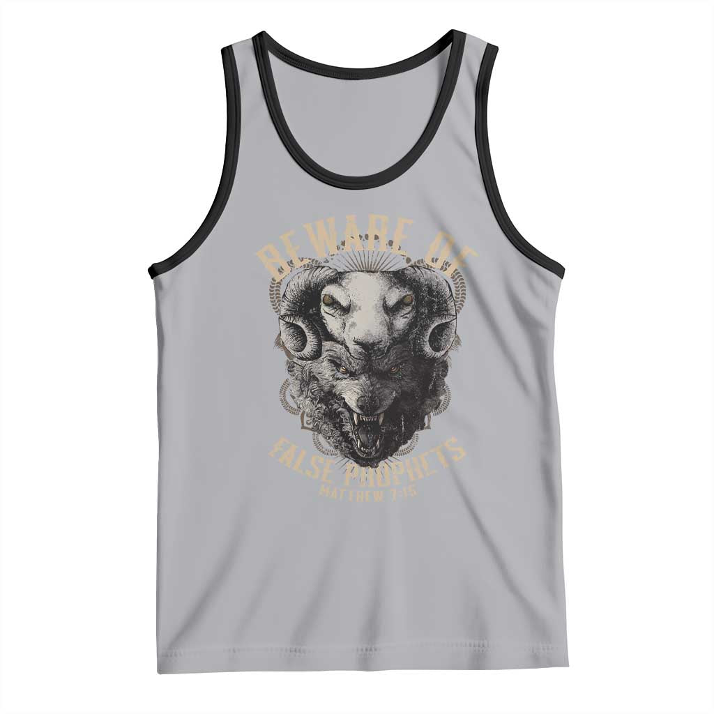 Beware Of False Prophets Tank Top Christian Sheep Wolf TS11 Athletic Heather Black Print Your Wear