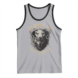 Beware Of False Prophets Tank Top Christian Sheep Wolf TS11 Athletic Heather Black Print Your Wear