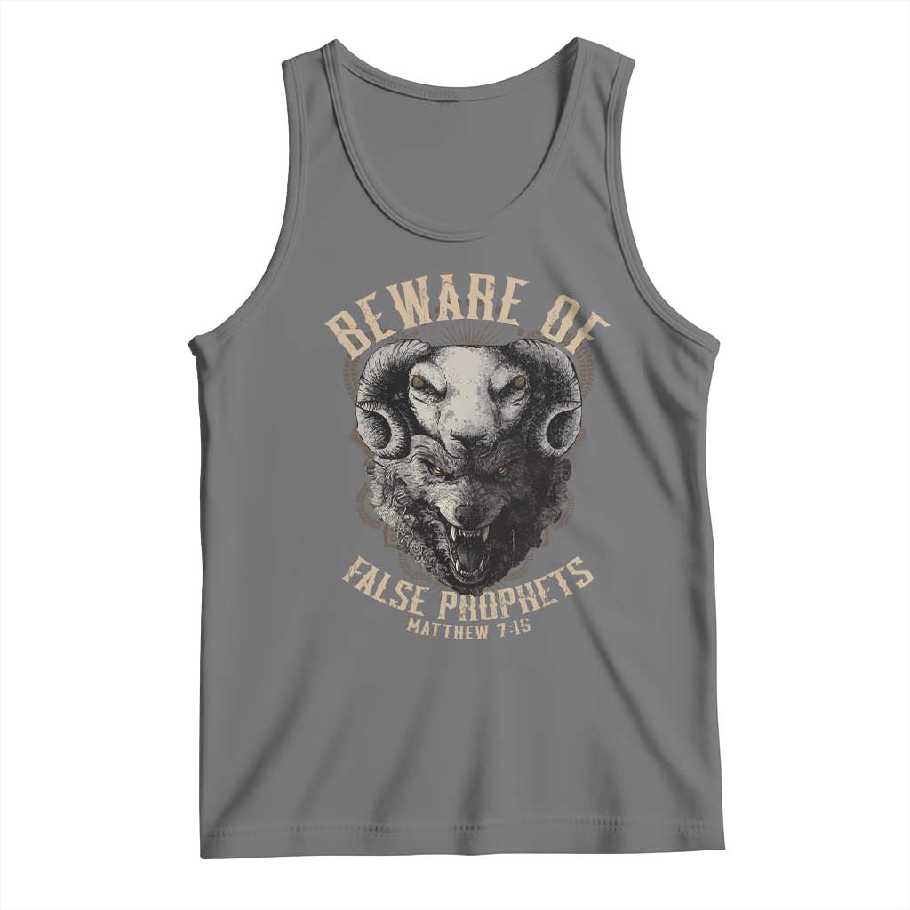 Beware Of False Prophets Tank Top Christian Sheep Wolf TS11 Black Heather Print Your Wear