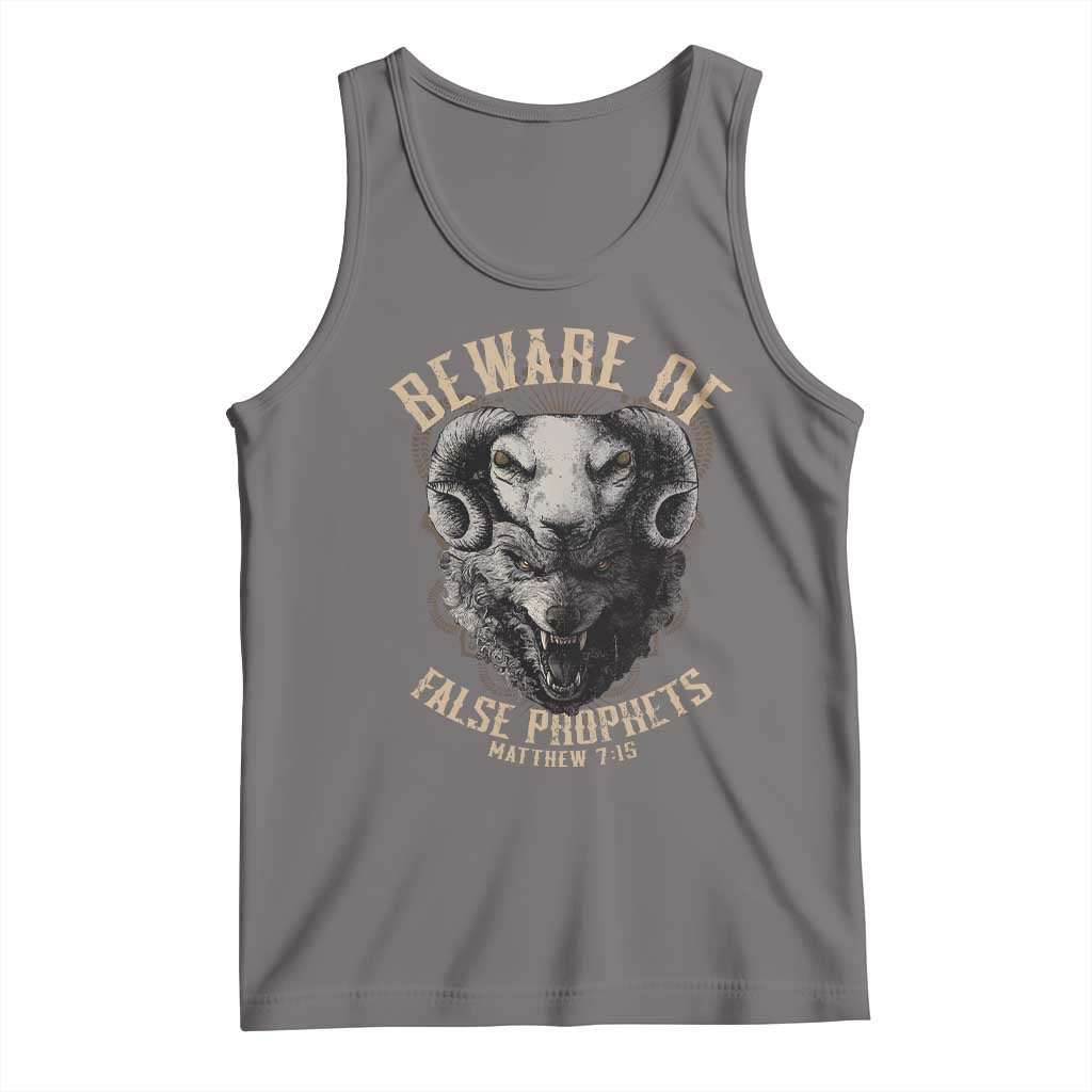 Beware Of False Prophets Tank Top Christian Sheep Wolf TS11 Deep Heather Print Your Wear