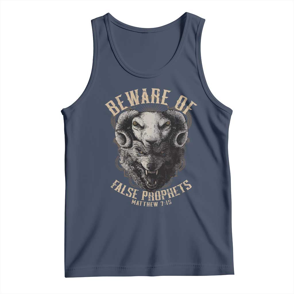 Beware Of False Prophets Tank Top Christian Sheep Wolf TS11 Navy Print Your Wear