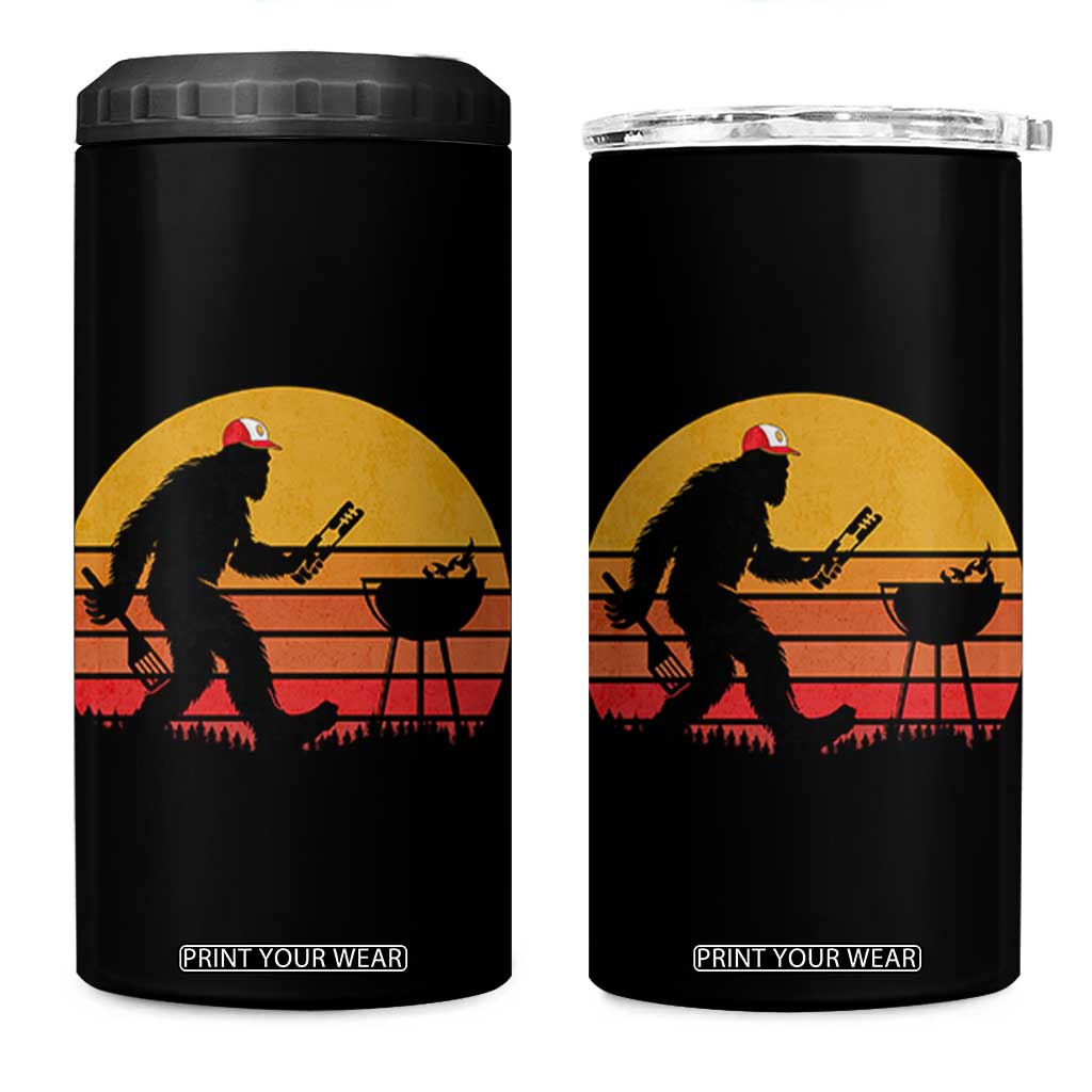 Bigfoot BBQ 4 in 1 Can Cooler Tumbler Funny Barbecue Sasquatch Lovers Dad Grill Gift TS10 One Size: 16 oz Black Print Your Wear