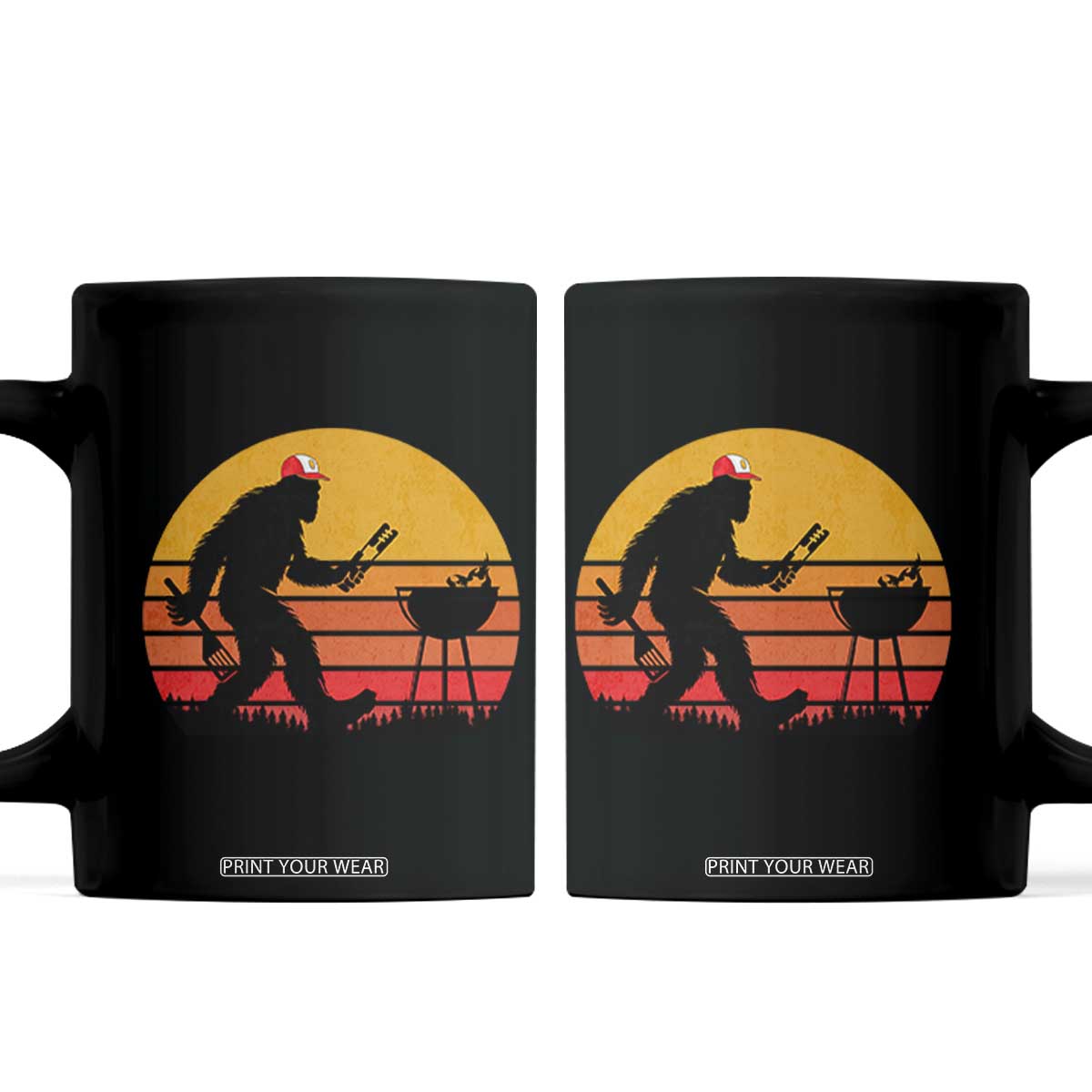 Bigfoot BBQ Coffee Mug Funny Barbecue Sasquatch Lovers Dad Grill Gift TS10 Black Print Your Wear