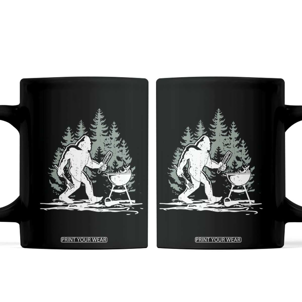 Bigfoot BBQ Coffee Mug Funny Sasquatch Barbecue Dad Grill Gift TS10 Black Print Your Wear