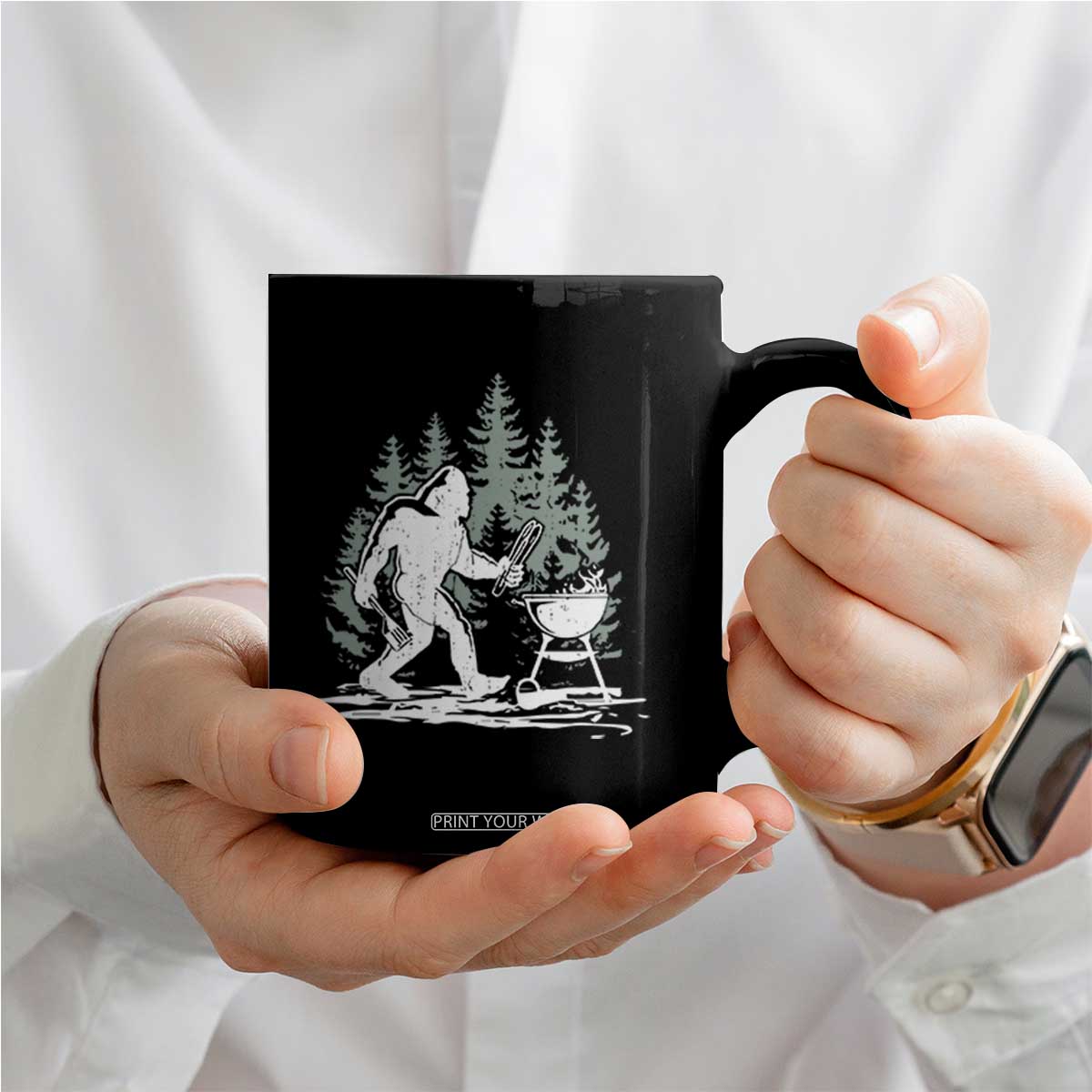 Bigfoot BBQ Coffee Mug Funny Sasquatch Barbecue Dad Grill Gift TS10 Print Your Wear