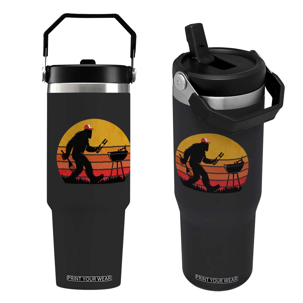 Bigfoot BBQ Flip Straw Tumbler Funny Barbecue Sasquatch Lovers Dad Grill Gift TS10 One Size: 30 oz Black Print Your Wear