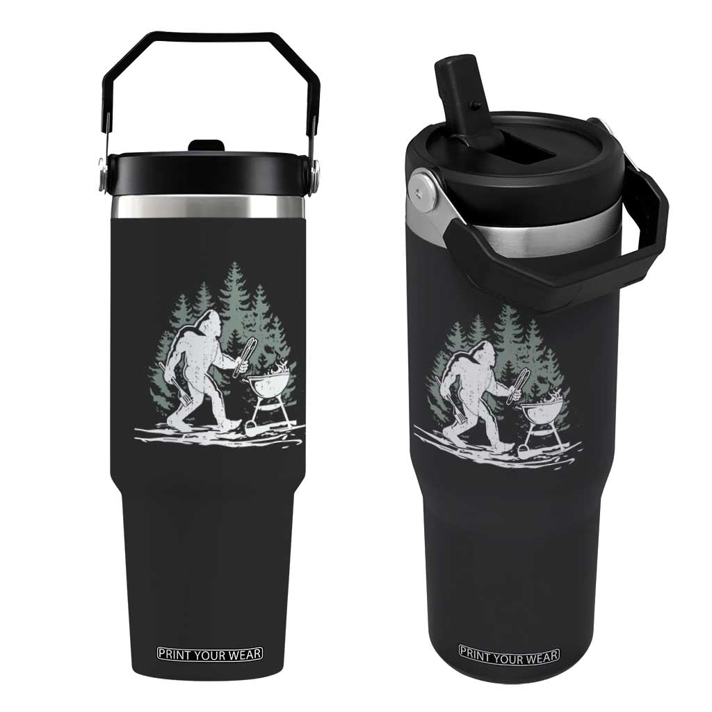 Bigfoot BBQ Flip Straw Tumbler Funny Sasquatch Barbecue Dad Grill Gift TS10 One Size: 30 oz Black Print Your Wear