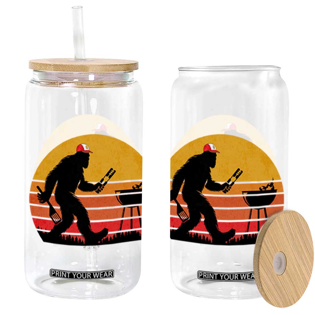 Bigfoot BBQ Glass Can Funny Barbecue Sasquatch Lovers Dad Grill Gift TS10 Black Print Your Wear