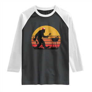 Bigfoot BBQ Raglan Shirt Funny Barbecue Sasquatch Lovers Dad Grill Gift TS10 Black White Print Your Wear